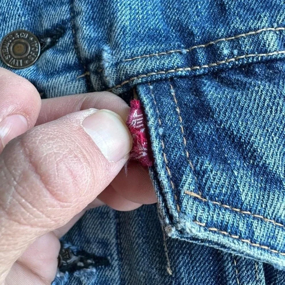 vintage 60s Levi's 557 Denim Jacket Type III Blanket Lined Distressed 525 Button